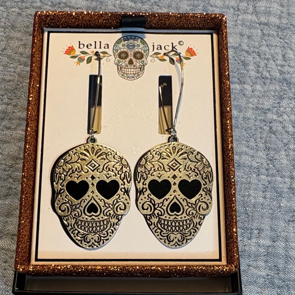 Bella Jack Dia De Los Muertos Skull Earrings - Picture 2 of 4